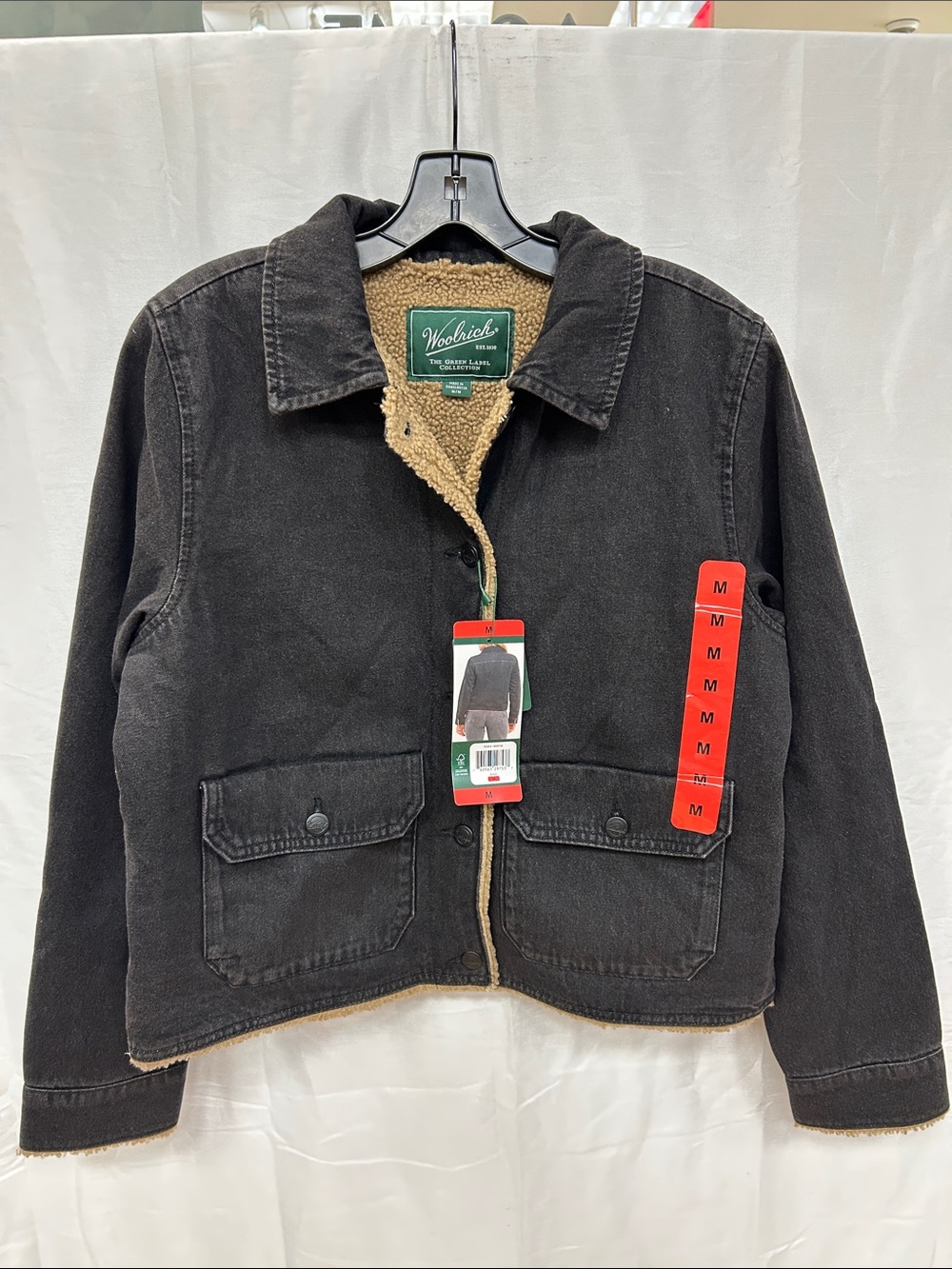 Woolrich Black Jacket with Tan Sherpa Lining